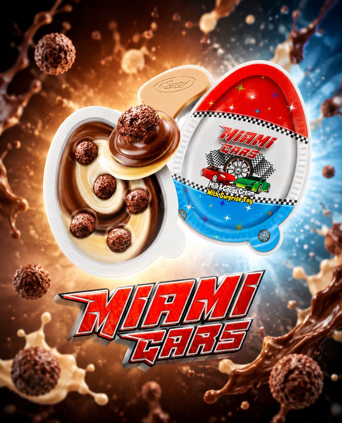 Miami Cars Plastic Egg Chocolate – 20 g (144 pcs / Case)