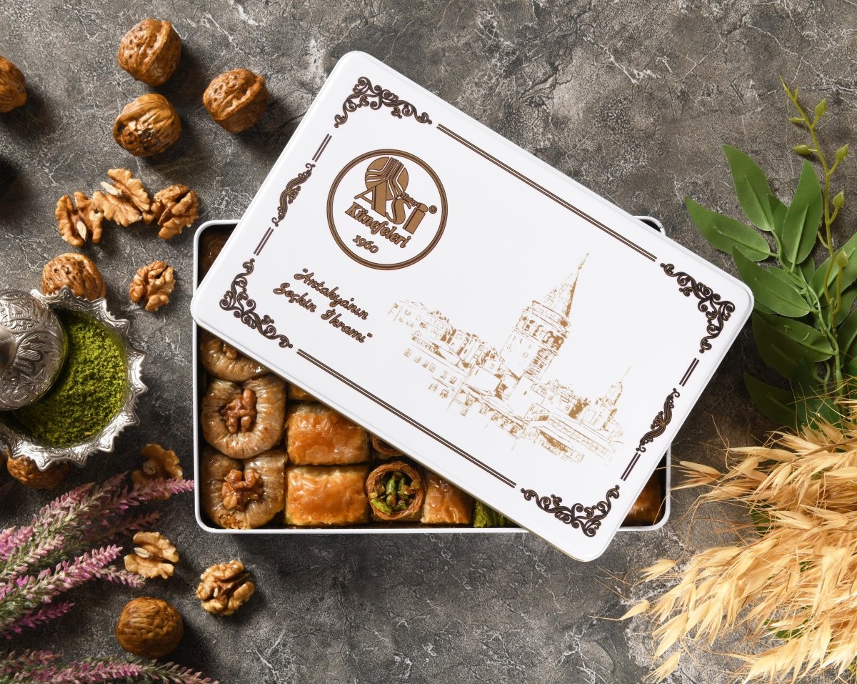 Asi | Assorted Pistachio and Walnut Baklava in Gift Metal Box - Aladdin Business