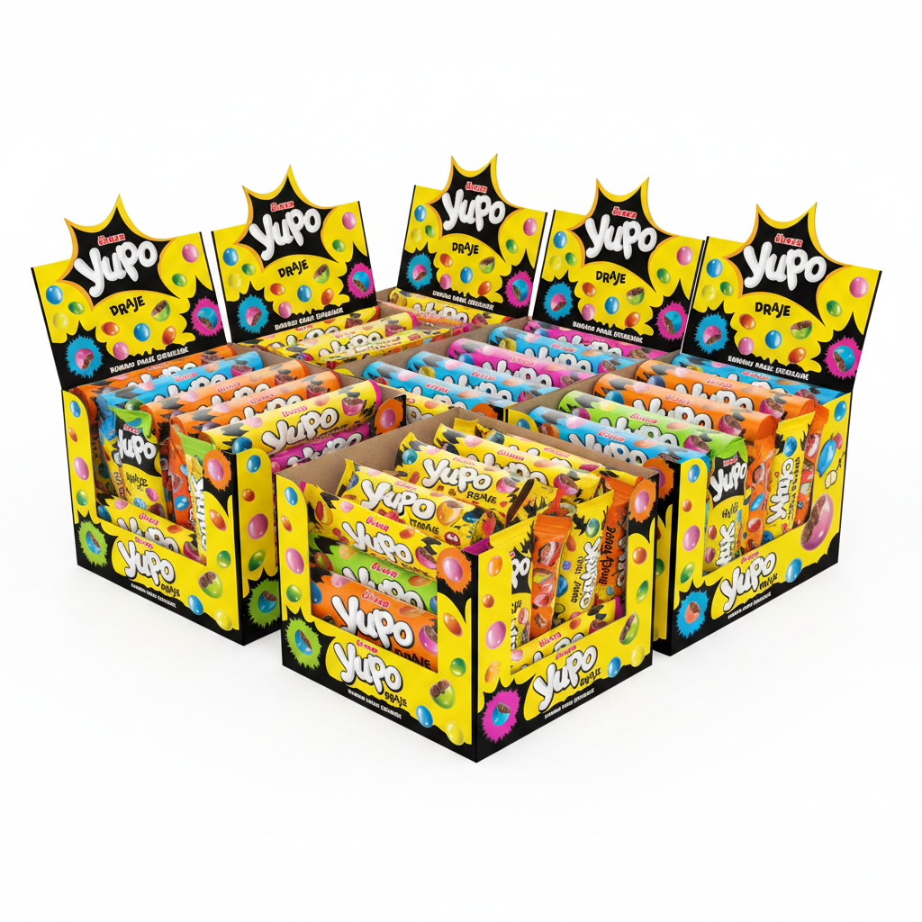 Assorted Coated Candy Dragee Tube - 1 Case - 144 Packs x 20g Each - Aladdin Business