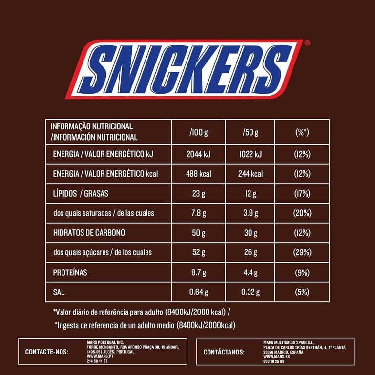 Snickers Original Milk Chocolate Candy Bar - 24 Count Pack, 50g Each - Aladdin Business