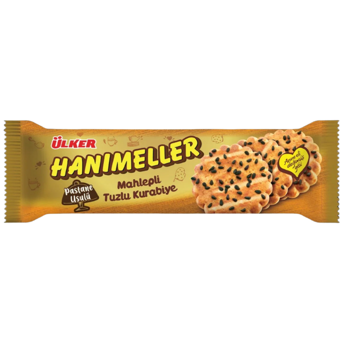 Hanimeller Salty Cookies with Mahlap and Blackseeds - 81g x 18 Pieces