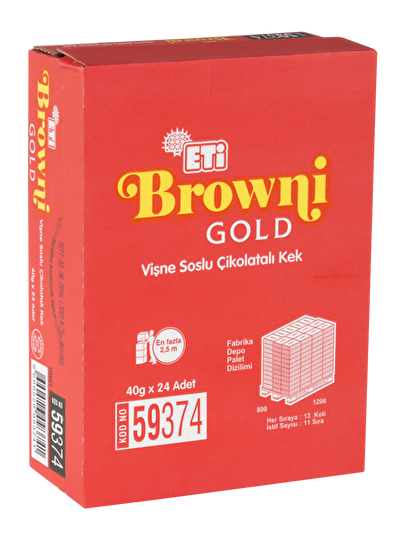 Eti Browni Gold Cherry Brownie Cake Bars - 24 Pack, 45g Each