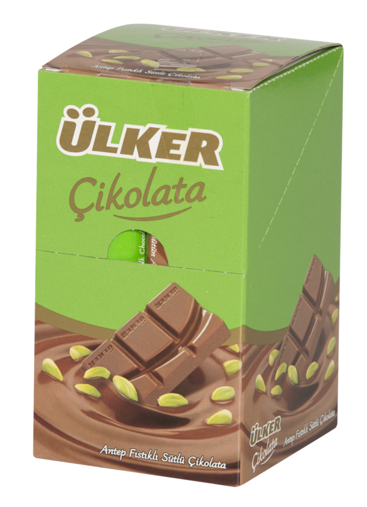 Ulker Gaziantep Pistachio Chocolate Bars - 12 Count, 30g Each
