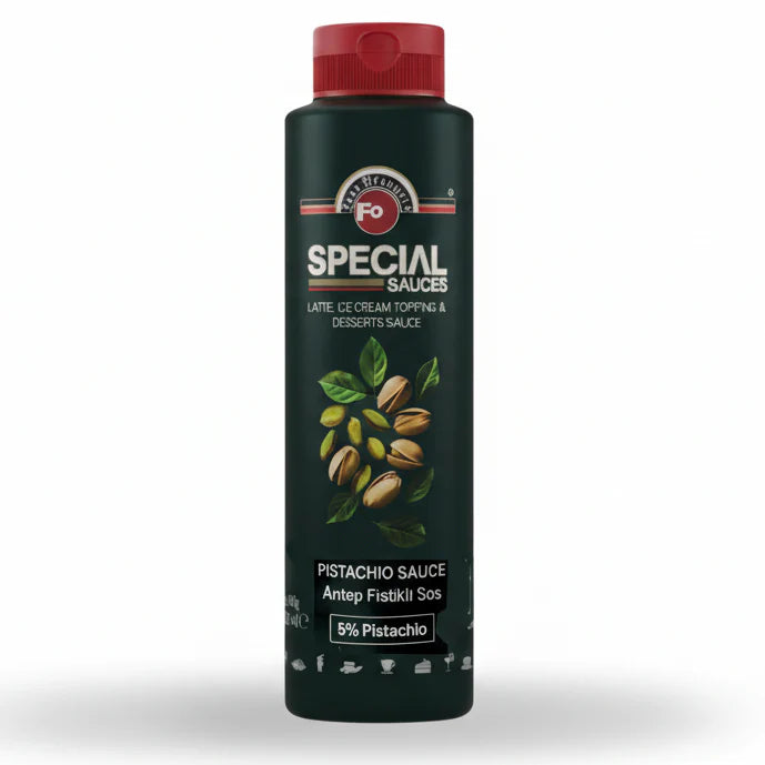 FO Antep Pistachio Topping Sauce - Gourmet Dessert Drizzle & Chocolate Filling (940g)