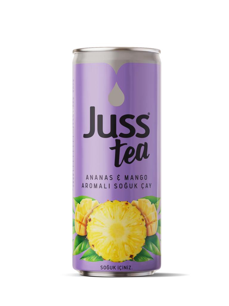 Juss Pineapple Mango Iced Tea Drink - Refreshing 250ml Can
