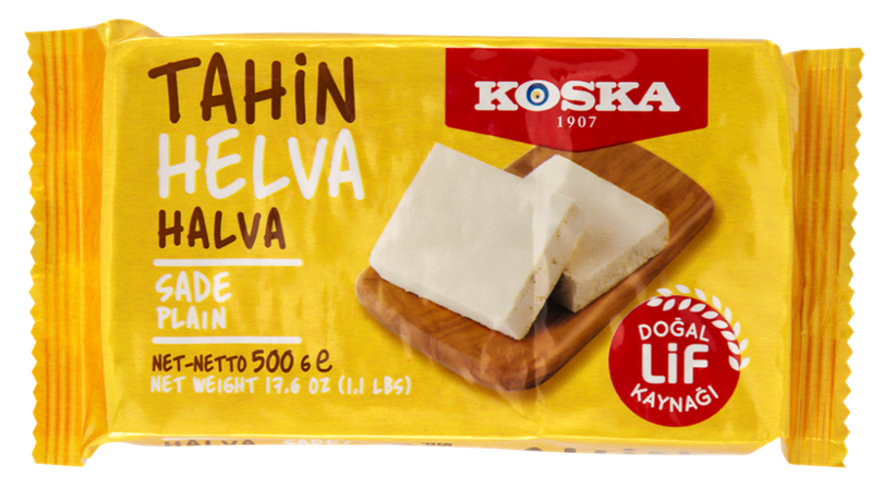Koska Authentic Turkish Plain Sesame Halva - Traditional Sweet 500g