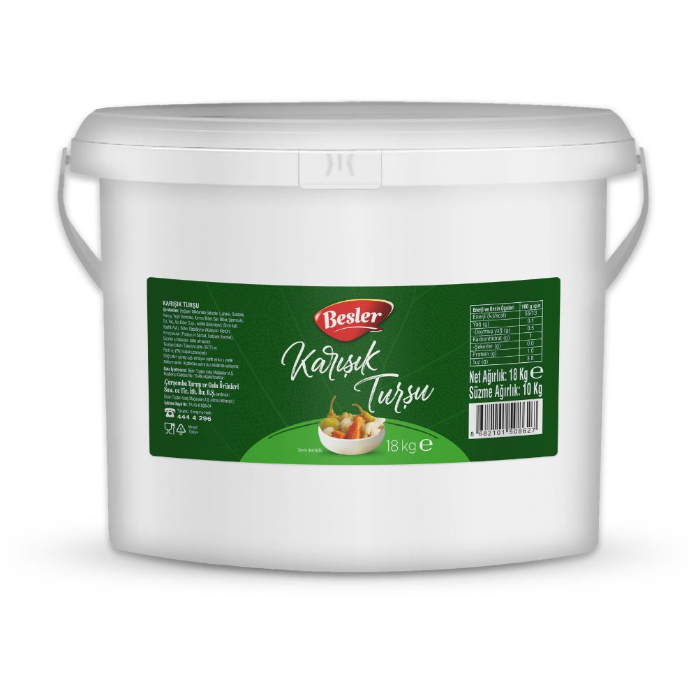 Besler Turkish Mixed Pickles 18kg – Authentic Gourmet Selection