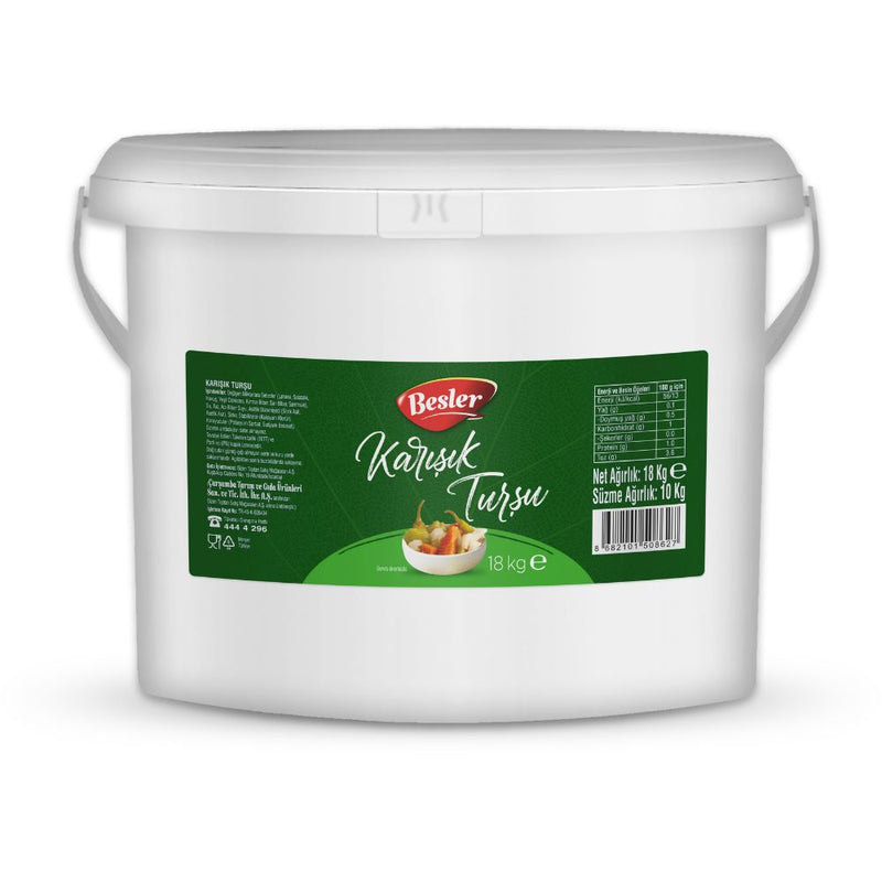 Besler Turkish Mixed Pickles 18kg – Authentic Gourmet Selection