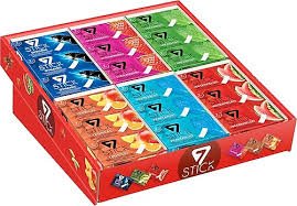 7 Stick Classic Sweet Bubble Gum - 14.5g Packs - 144 Count Retail Display - Aladdin Business