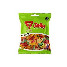7 Stick Fruity Jelly Worms Candy - 24 Pack Display Box (80g Each) - Aladdin Business