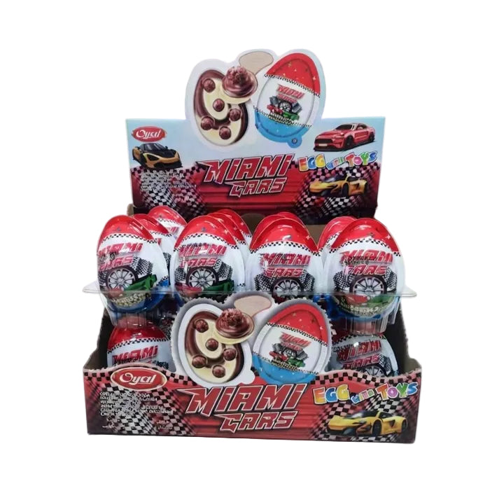 Miami Cars Plastic Egg Chocolate – 20 g (144 pcs / Case)