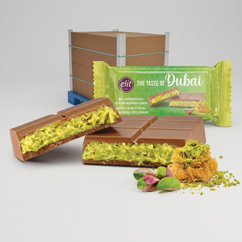 Dubai Chocolate with Pistachio Cream and Crispy Kataifi - 1 Pallet, 40 Boxes