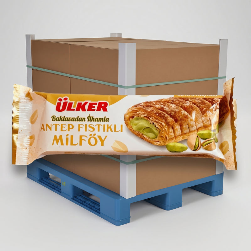 Kat Kat Tat Crispy Puff Pastry with Pistachio Cream - 1 Pallet, 144 Boxes