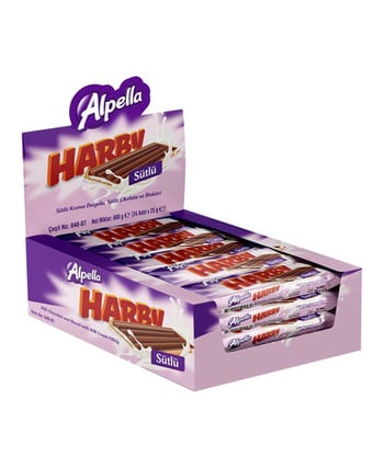 Alpella Harby Turkish Milk Chocolate Bars - Creamy 25g Snack, 24 - Pack - Aladdin Business