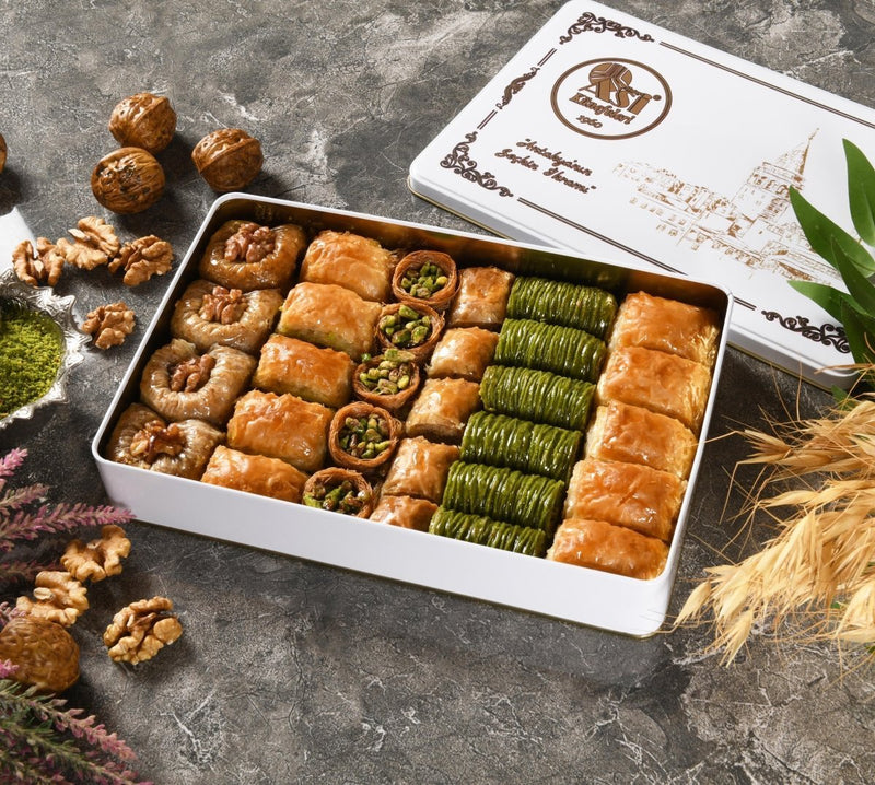 Asi | Assorted Pistachio and Walnut Baklava in Gift Metal Box - Aladdin Business