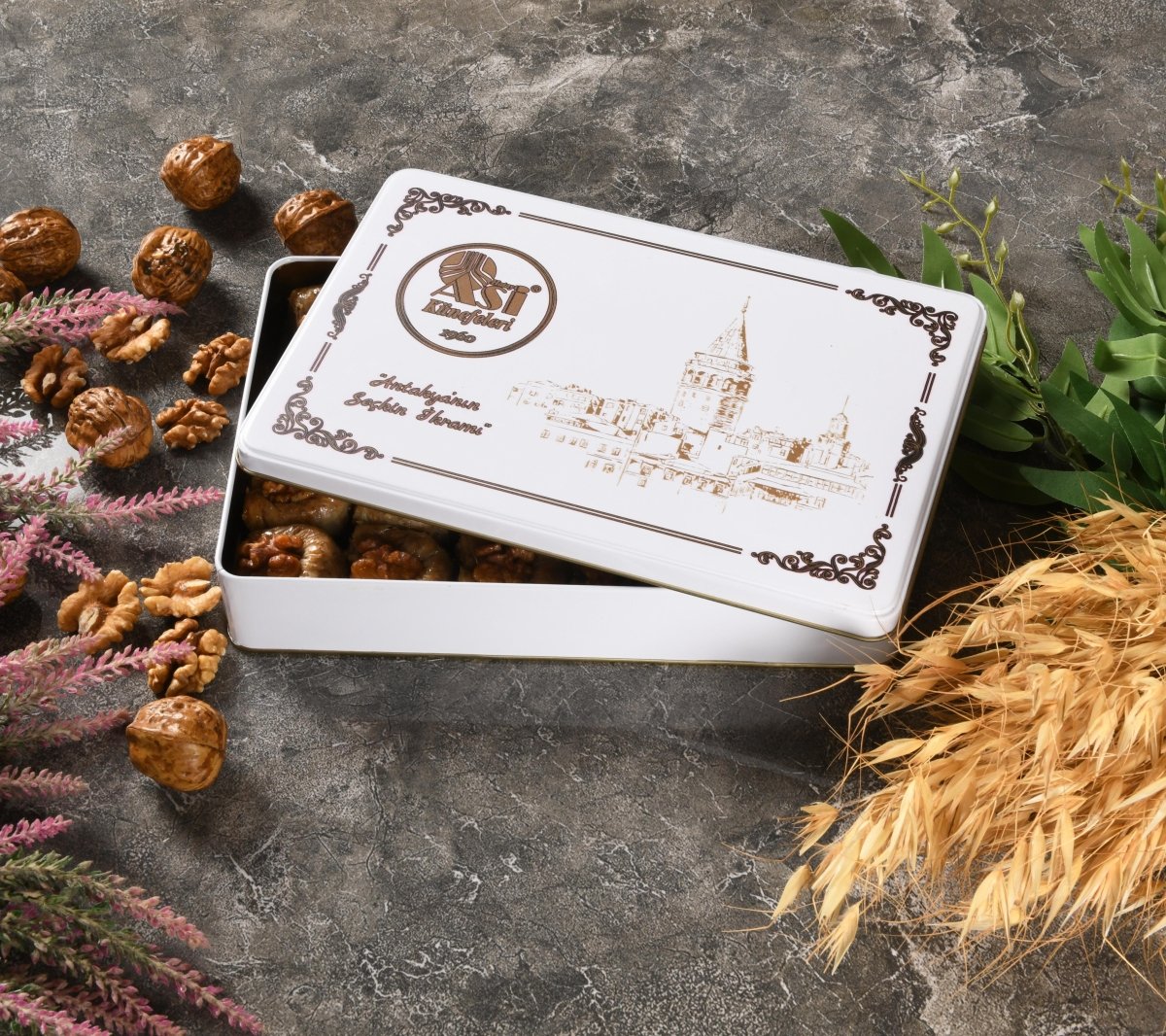 Asi | Nightingale Nest Walnut Baklava in Gift Metal Box - Aladdin Business