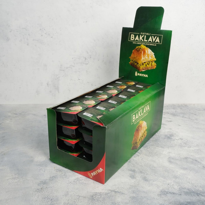 Authentic Turkish Pistachio Baklava | Family Size Tray with 48 Pre - Cut Slices | Gourmet Bulk Dessert Box - Aladdin Business