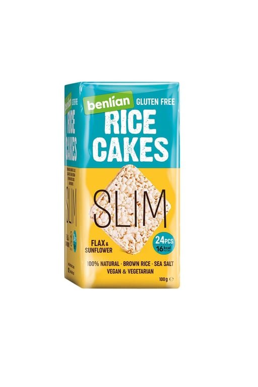 Benlian Slim Rice Cakes with Flax & Sunflower Seeds - Wholesome Gluten - Free Snack 100g - Aladdin Business