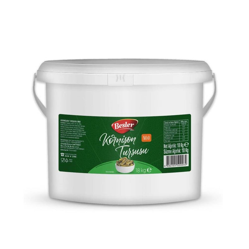 Besler No - 0 Turkish Cornichon Pickles - 18 Kg Food Service Jar - Aladdin Business