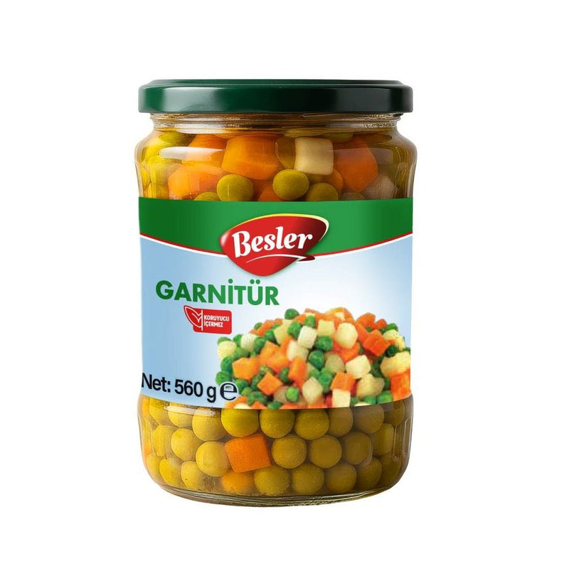 Besler Premium Mixed Vegetable Garnish, 560g Glass Jar – Authentic Turkish Blend - Aladdin Business