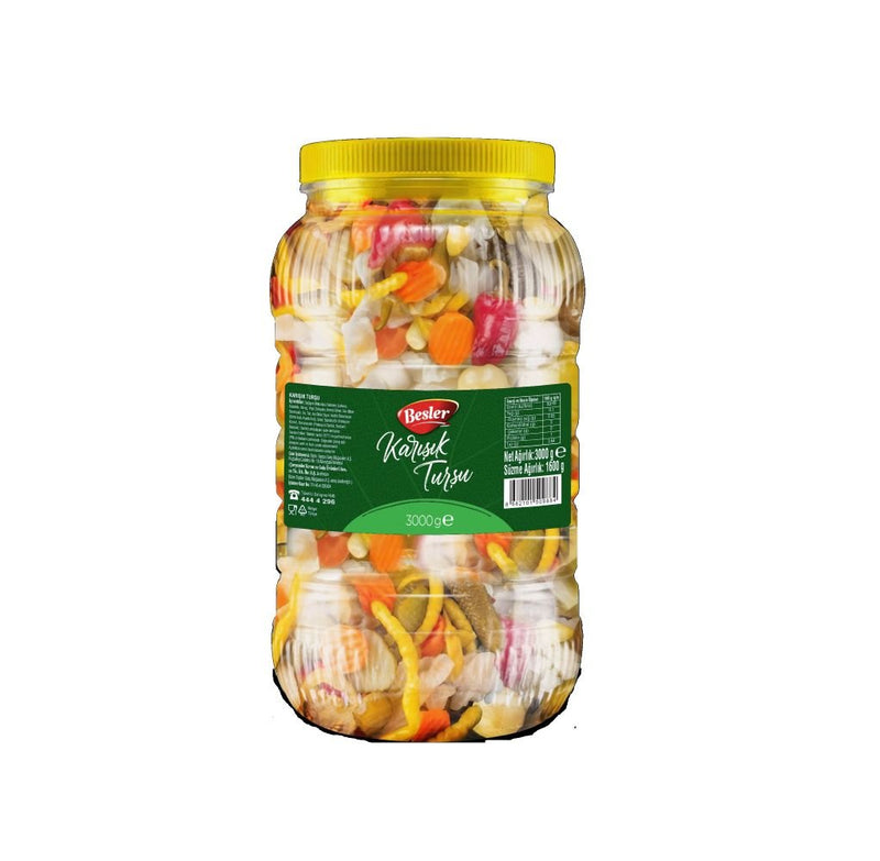 Besler Traditional Turkish Mixed Pickles Jar, 3 kg – Tangy & Crisp Delight - Aladdin Business