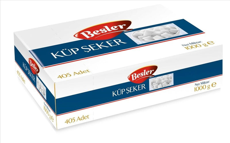 Besler Turkish Cube Sugar 1kg Box - 405 Count | Single - Serve Sweetener Portions - Aladdin Business