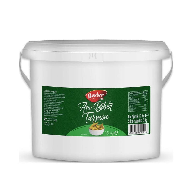 Besler Turkish Hot Pepper Pickles - 13 kg Jar for Authentic Flavor - Aladdin Business