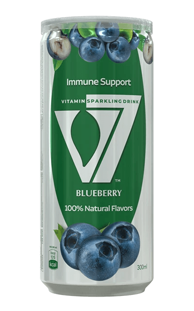 Blueberry Sparkling Vitamin Drink | Immune Support with 100% Natural Flavors | 8.4 fl oz (250ml) Cans - Wholesale Case of 24 - Aladdin Business