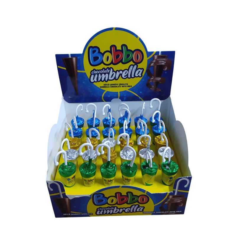 Bobbo Umbrella Milk Chocolate Candy - Individually Wrapped 18g Novelty Treats - Aladdin Business