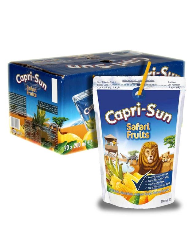 Capri - Sun Safari Fruits Juice Drink, 200ml Pouches - 20 Count Pack - Aladdin Business