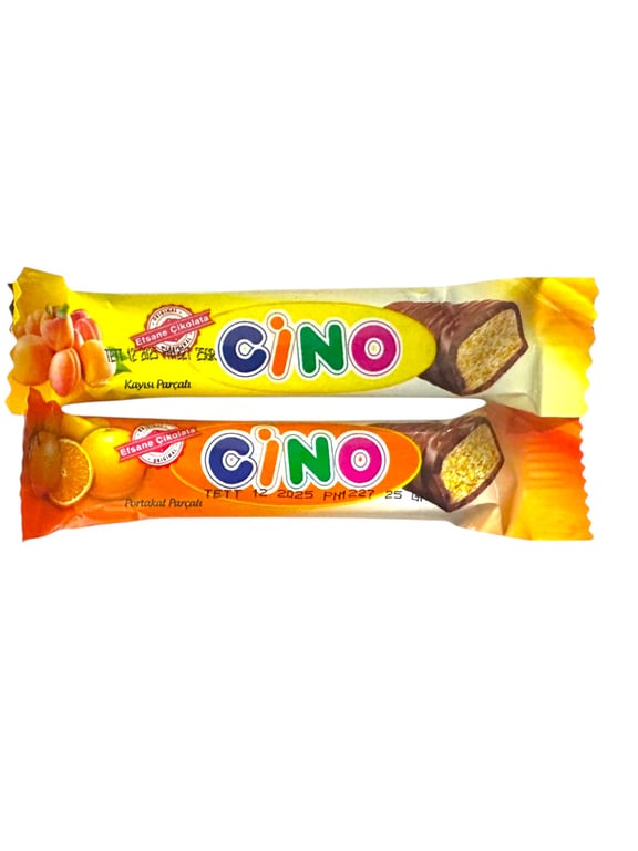 Cino Turkish Milk Chocolate Bar with Orange & Apricot Pieces - 25g Snack - Aladdin Business