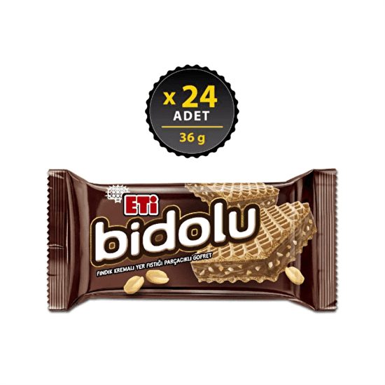 Eti Bidolu Chocolate Wafer with Hazelnut Cream & Peanut Pieces, 24 - Pack - Aladdin Business