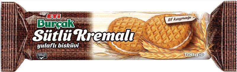 Eti Burcak Milk Cream Biscuits - 12x100g Case - Aladdin Business