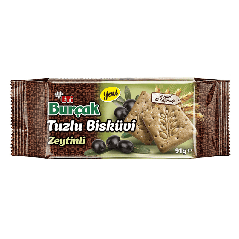 Eti Burcak Savory Olive Crackers - Authentic Turkish Snack 91g - Aladdin Business