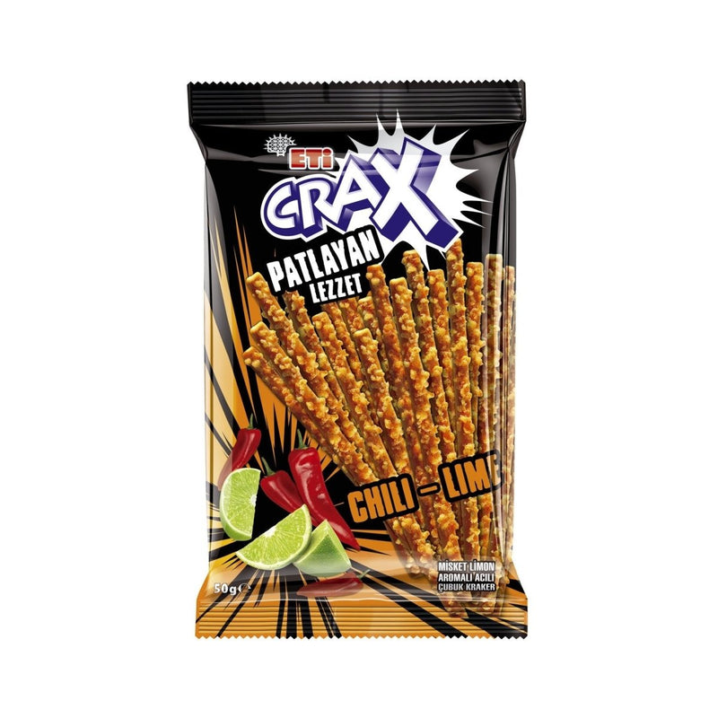 ETI Crax Spicy Lime Crispy Cracker Sticks - 20 Count 50g Box - Aladdin Business