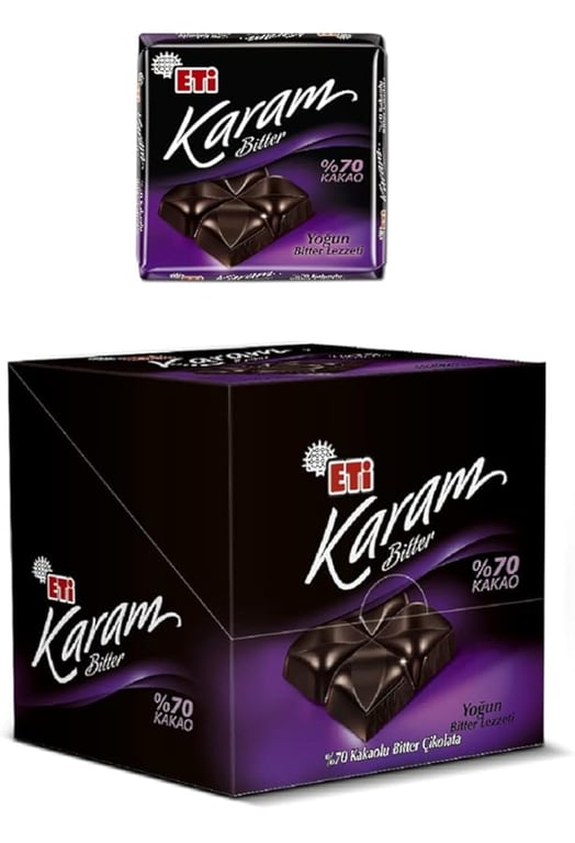 Eti Karam Dark Chocolate Bar, 45% Cocoa, 60g - Authentic Turkish Delight - Aladdin Business