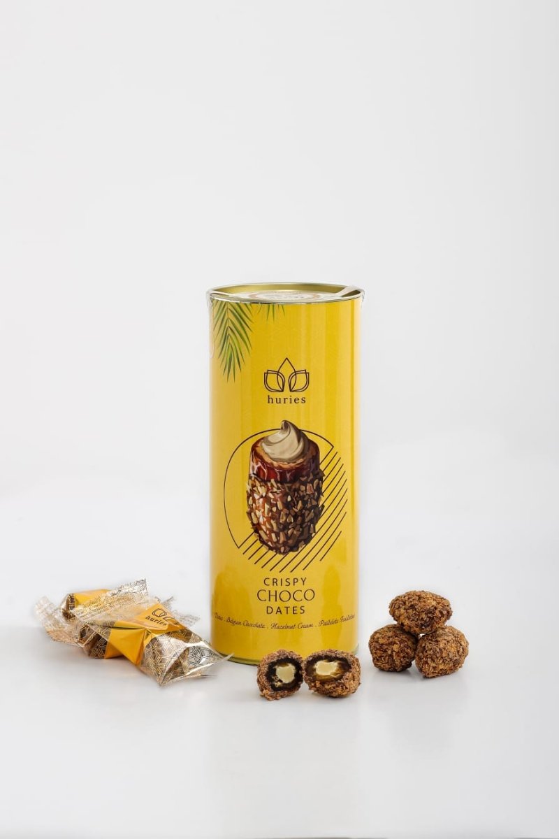 Premium Almond-Stuffed Crispy Chocolate Dates -12 Tin Cans x 200g