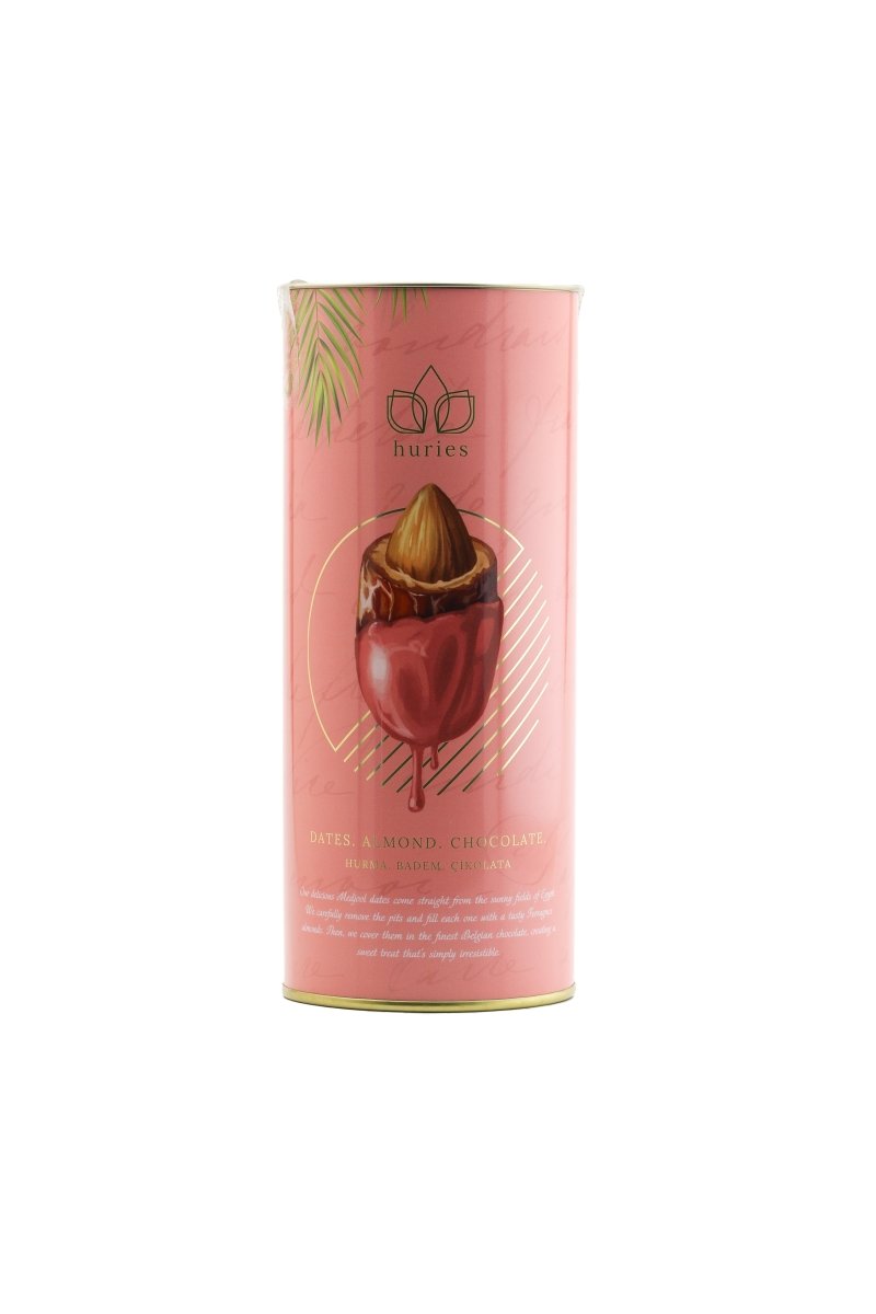 Huries Premium Almond-Stuffed Strawberry Chocolate Dates - 200g Tube