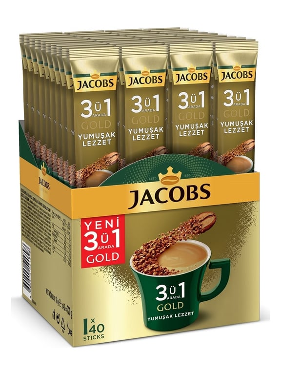 Jacobs Gold Smooth Blend 3 - in - 1 Instant Coffee Mix - 40 Single Serve Sachets - Aladdin Business