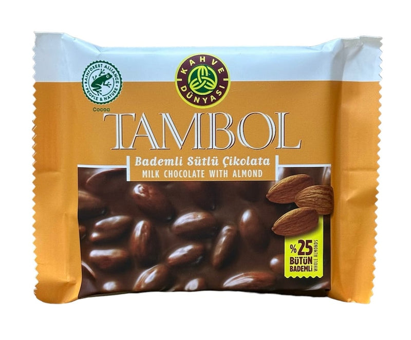 Kahve Dunyasi Whole Almond Milk Chocolate Bar 77g - Premium Turkish Confectionery - Aladdin Business