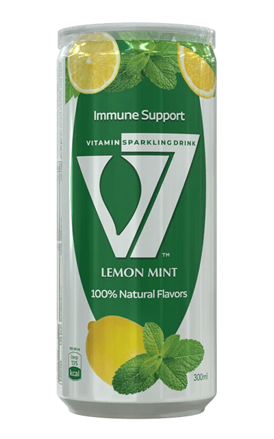 Lemon Mint Sparkling Vitamin Drink | Immune Support with 100% Natural Flavors | 8.4 fl oz (250ml) Cans - Wholesale Case of 24 - Aladdin Business