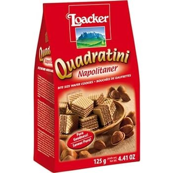 Loacker Quadratini Napolitaner Hazelnut Wafer Cookies 125g - Crispy Italian Snack Squares - Aladdin Business