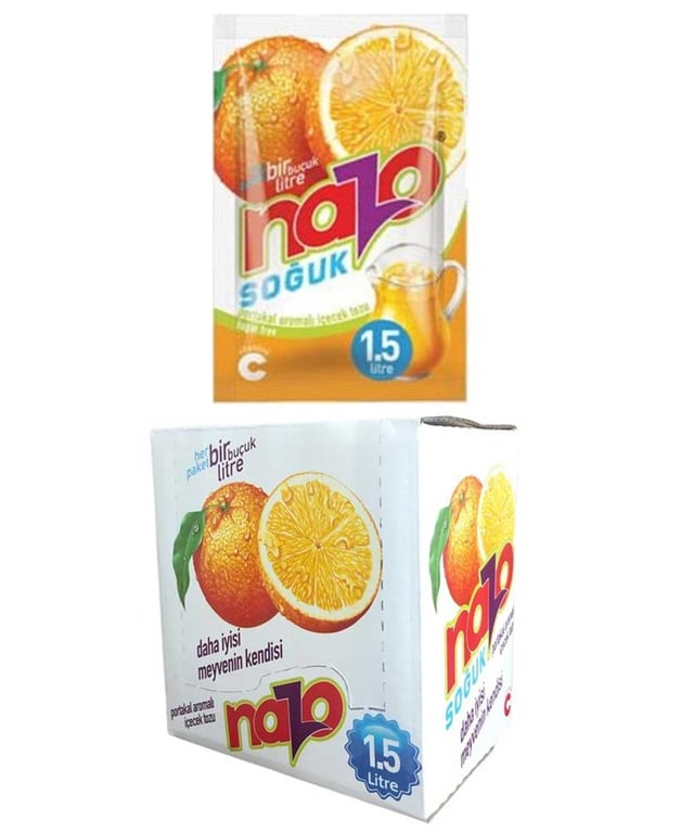 Nazo Instant Orange Flavor Drink Mix - 24 Count Individual Sachets - Aladdin Business