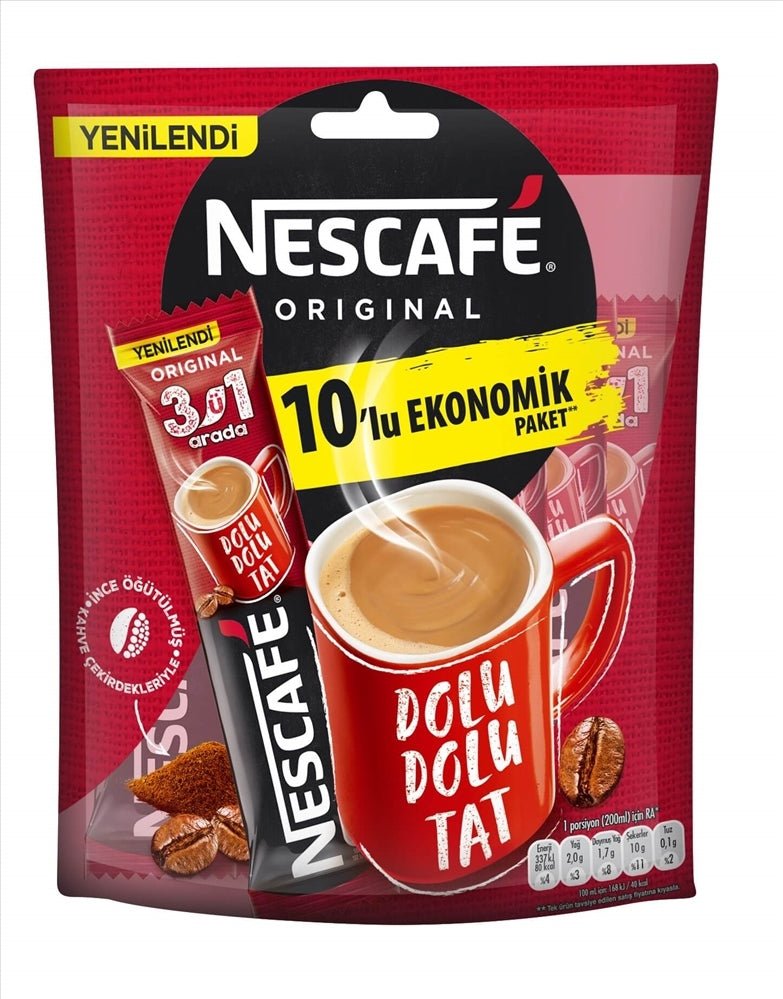 NESCAFÉ 3 - in - 1 Instant Coffee Mix Sachets - 10 Count (175g) - Aladdin Business