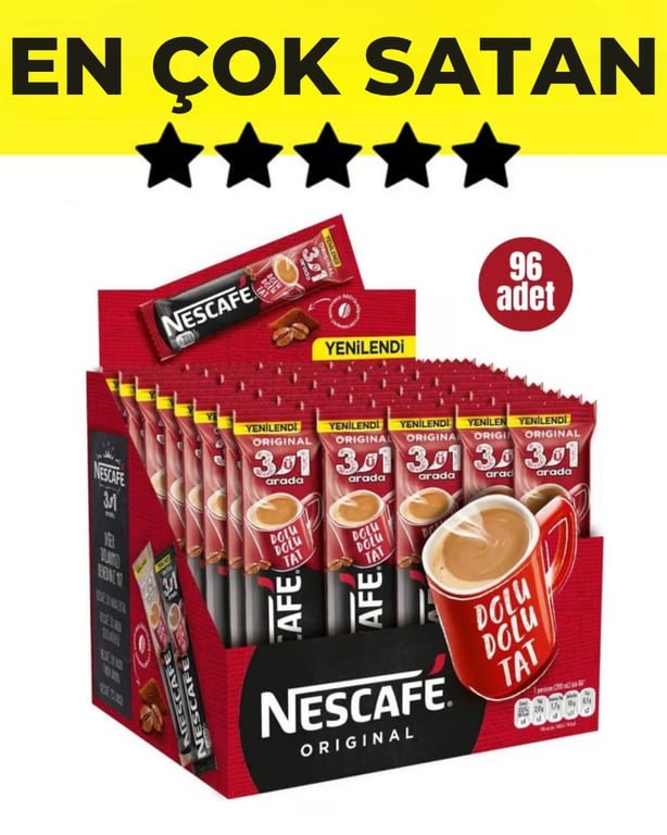 Nescafe 3 - in - 1 Original Instant Coffee Mix - 96 Count Pack - Aladdin Business