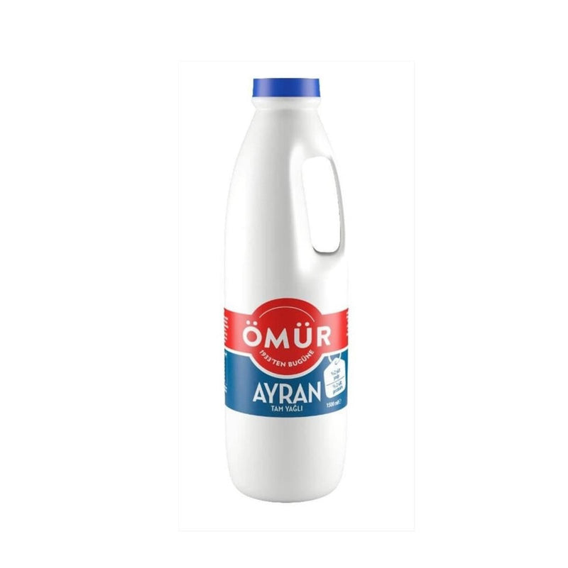 Omur Traditional Full - Fat Turkish Ayran Yogurt Drink, 1 Liter Bottle - Aladdin Business
