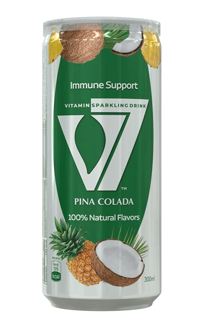 Pina Colada Sparkling Vitamin Drink | Immune Support with 100% Natural Flavors | 8.4 fl oz (250ml) Cans - Wholesale Case of 24 - Aladdin Business