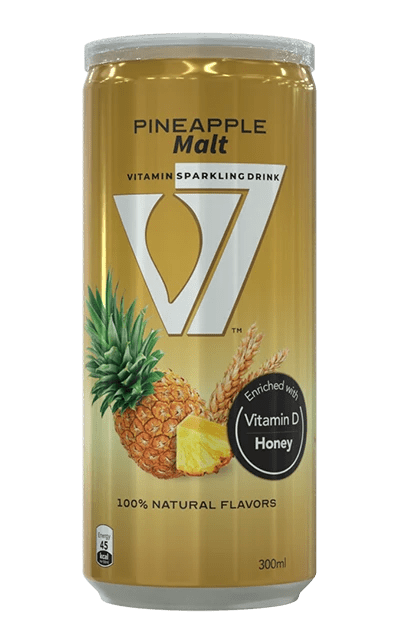 Pineapple Malt Sparkling Vitamin Drink | Enriched with Vitamin D & Honey | 8.4 fl oz (250ml) Cans - Wholesale Case of 24 - Aladdin Business