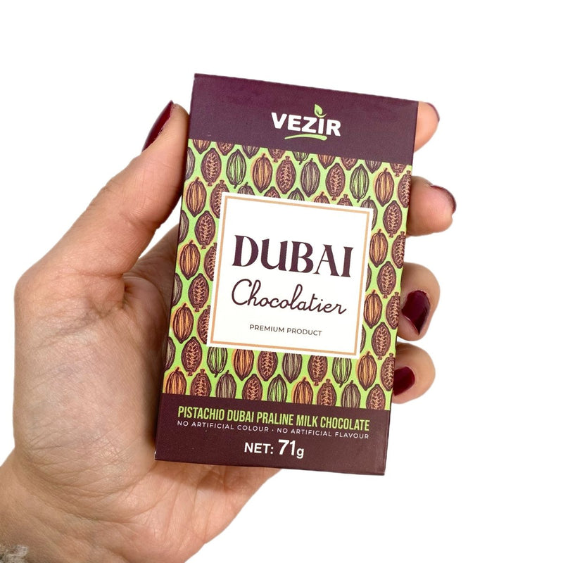 Pistachio Praline Dubai Chocolate Bar - Crispy & Nutty Delight 71gr - Aladdin Business