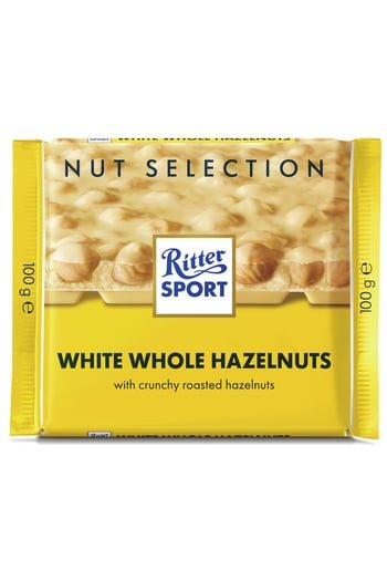 Ritter White Chocolate Bar with Whole Hazelnuts, 100g - Aladdin Business